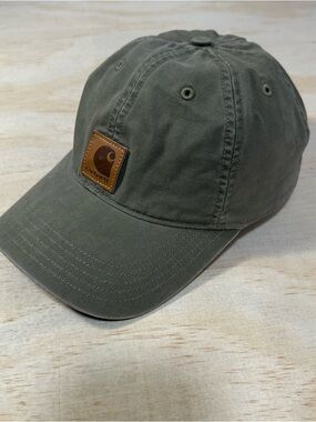 Carhartt Odessa Canvas Hat Mens One Size Moss Green Logo Strapback Cotton Cap